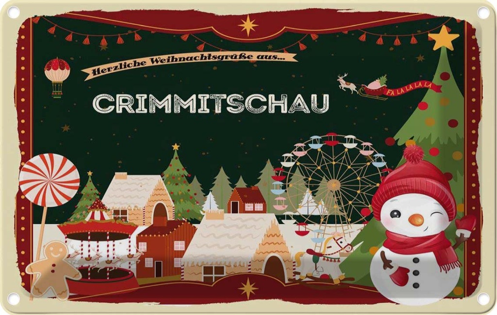 [LA-121701-2030] Blechschild 20x30 cm Weihnachten aus CRIMMITSCHAU
