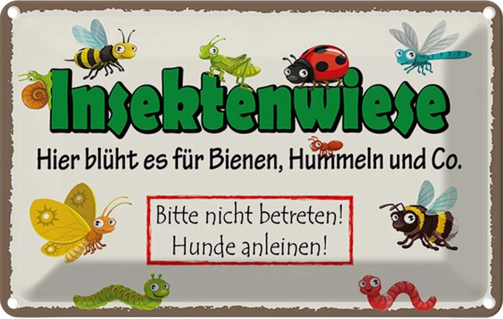 [LA-114988-1812] Blechschild 12x18 cm Insektenwiese Bienen Hummeln Tier Haustier