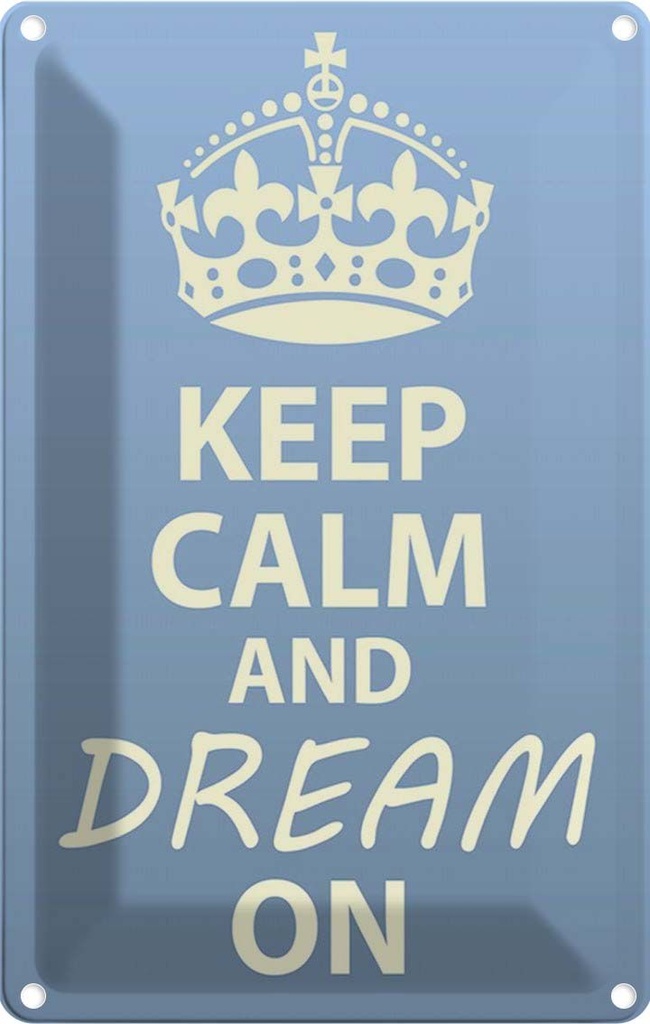 [LA-115010-1812] Blechschild 18x12 cm Keep Calm and dream on Yoga