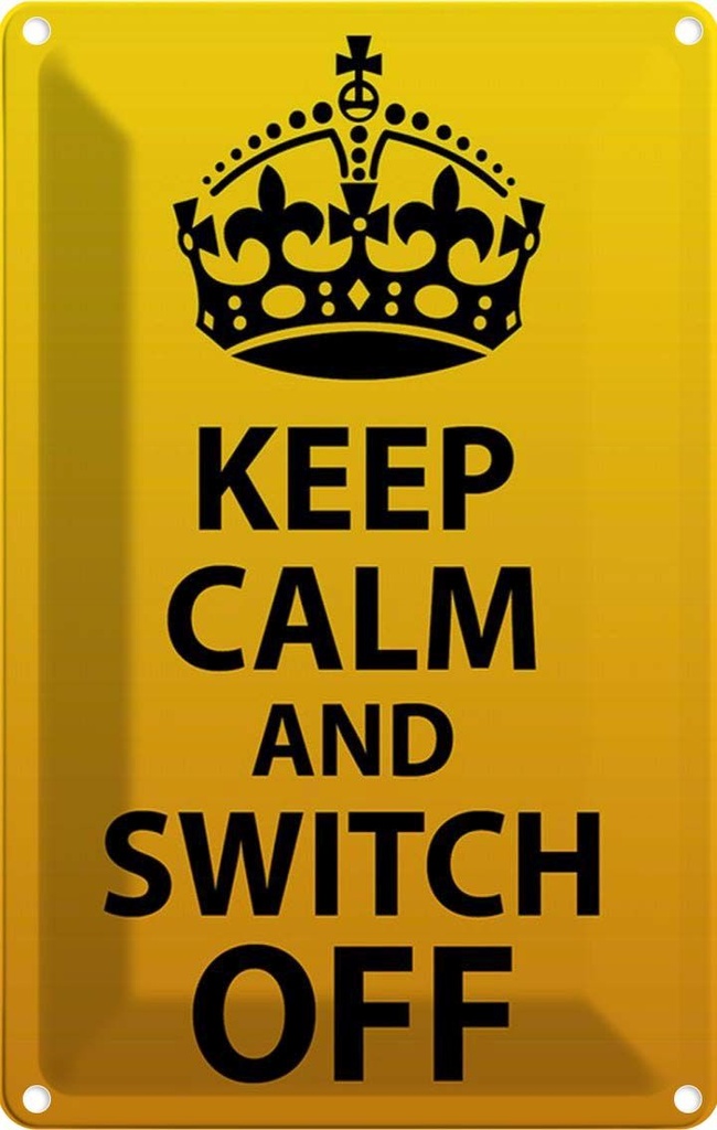 [LA-115016-1812] Blechschild 18x12 cm Keep Calm and switch off Yoga