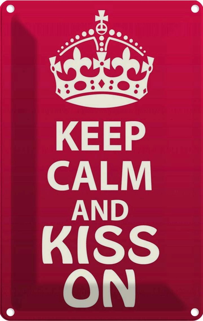 [LA-115020-1812] Blechschild 18x12 cm Keep Calm and kiss on Yoga