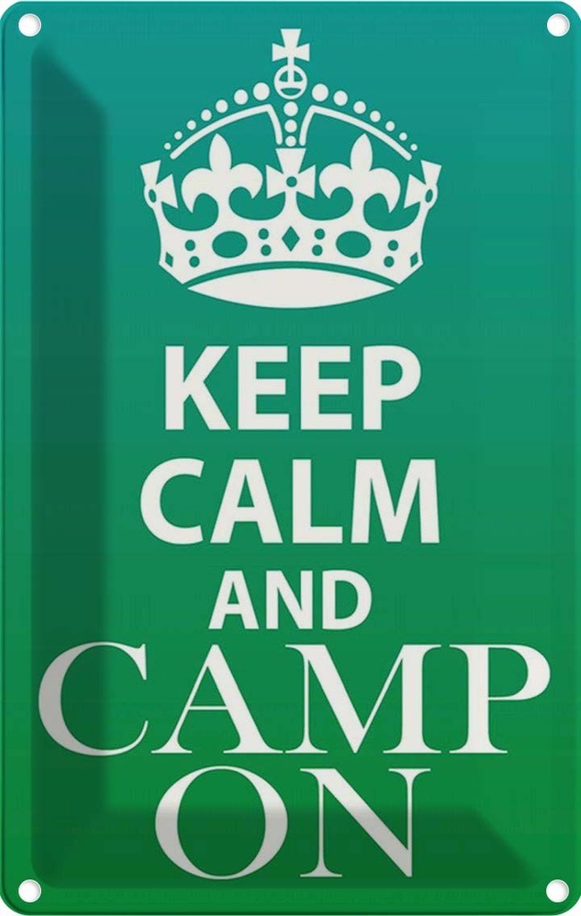 [LA-115021-1812] Blechschild 18x12 cm Keep Calm and camp on Camping Yoga