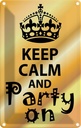 Blechschild 18x12 cm Keep Calm and party on Yoga