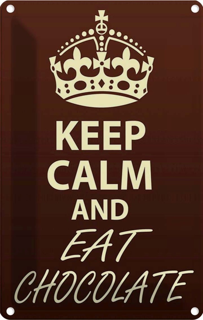 [LA-115029-1812] Blechschild 18x12 cm Keep Calm and eat Chocolate Yoga
