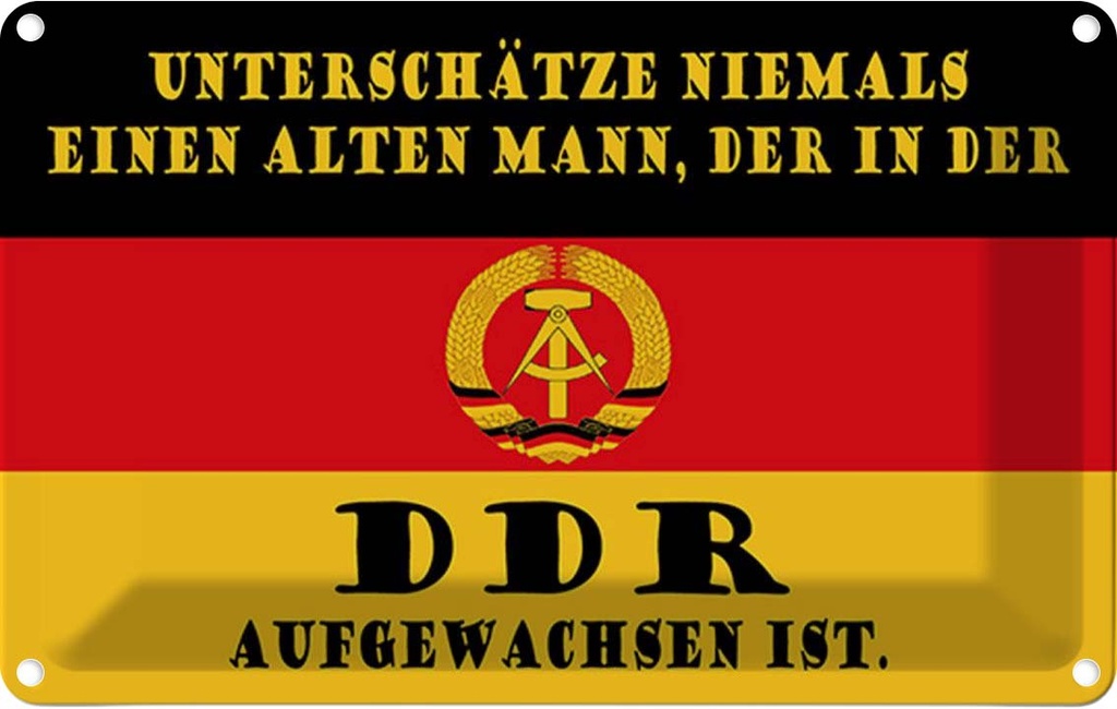 [LA-115130-1812] Blechschild 12x18 cm alter Mann DDR aufgewachsen Deutschland