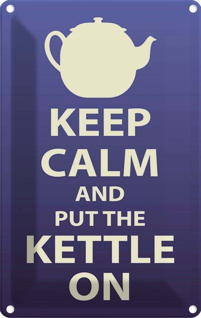 [LA-115143-1812] Blechschild 18x12 cm Keep Calm and put the kettle on Yoga