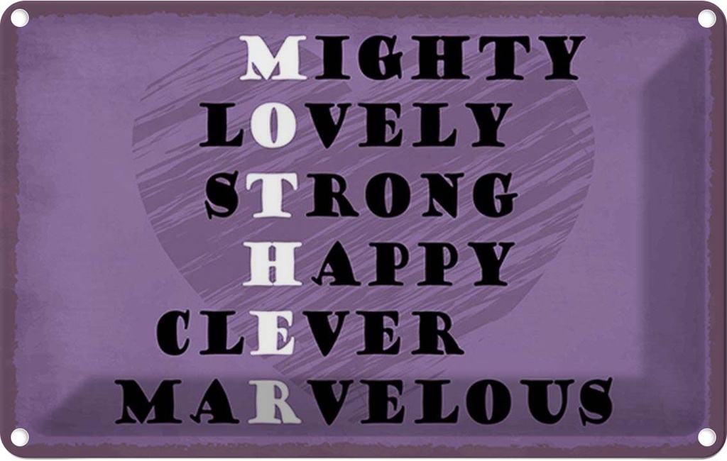 [LA-115168-1812] Blechschild 12x18 cm Mother mighty lovely happy Mama Familie Freunde