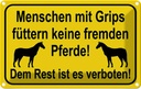 Blechschild 12x18 cm keine fremden Pferde füttern Warnschild Hinweisschild Sicherheit Vorsicht