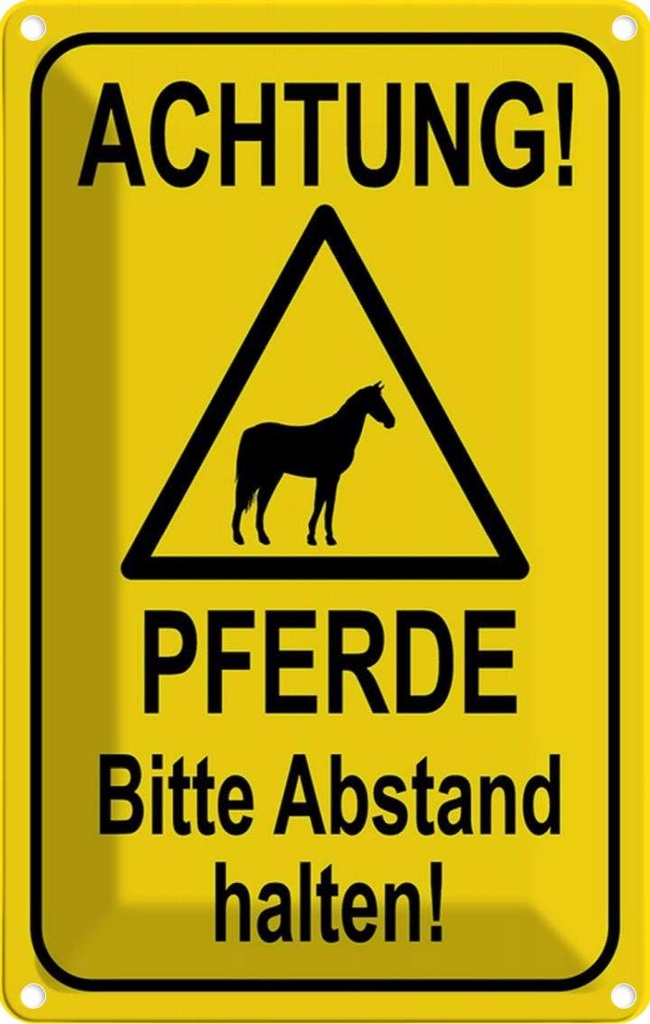 [LA-115213-1812] Blechschild 18x12 cm Achtung Pferde Abstand halten Warnschild Hinweisschild Sicherheit Vorsicht
