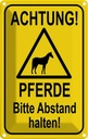 Blechschild 18x12 cm Achtung Pferde Abstand halten Warnschild Hinweisschild Sicherheit Vorsicht