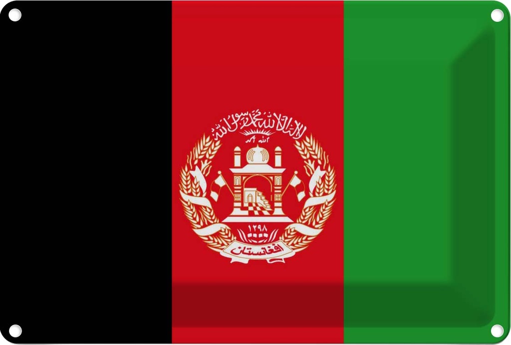 [LA-115279-1812] Blechschild 12x18 cm Afghanistans Afghanistan Flagge Fahne Wappen
