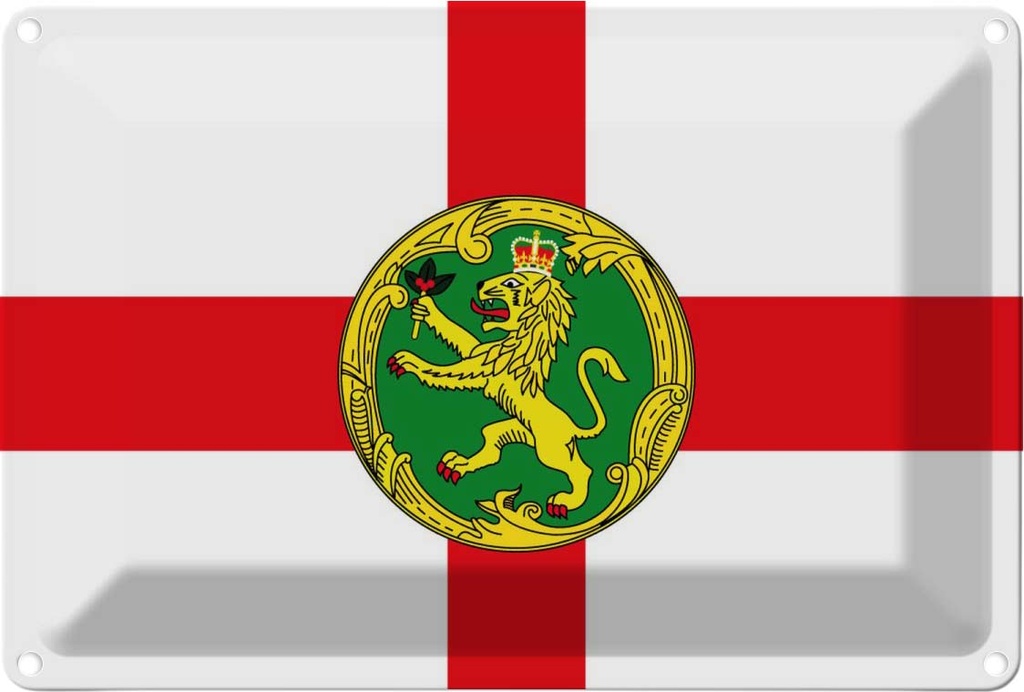 [LA-115281-1812] Blechschild 12x18 cm Alderney Flagge Fahne Wappen