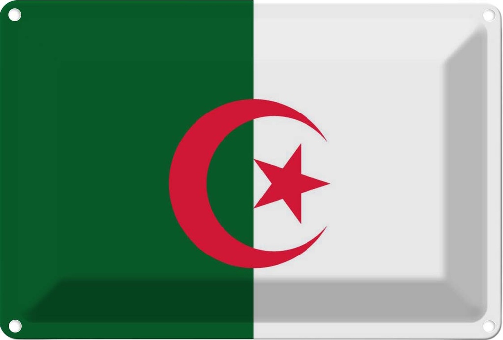 [LA-115282-1812] Blechschild 12x18 cm Algeriens Algeria Flagge Fahne Wappen