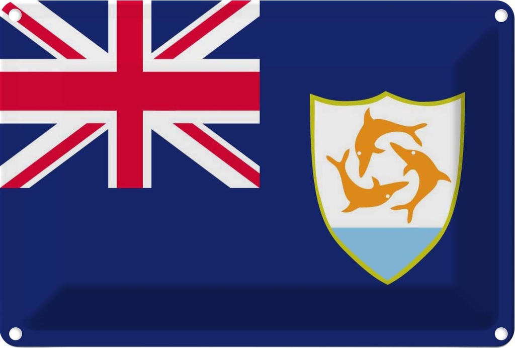 [LA-115286-1812] Blechschild 12x18 cm Anguillas Anguilla Flagge Fahne Wappen