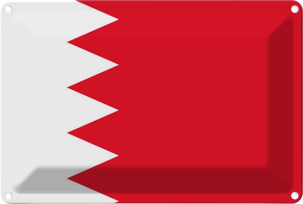 [LA-115293-1812] Blechschild 12x18 cm Bahrain Bahrains Fahne Flagge Wappen