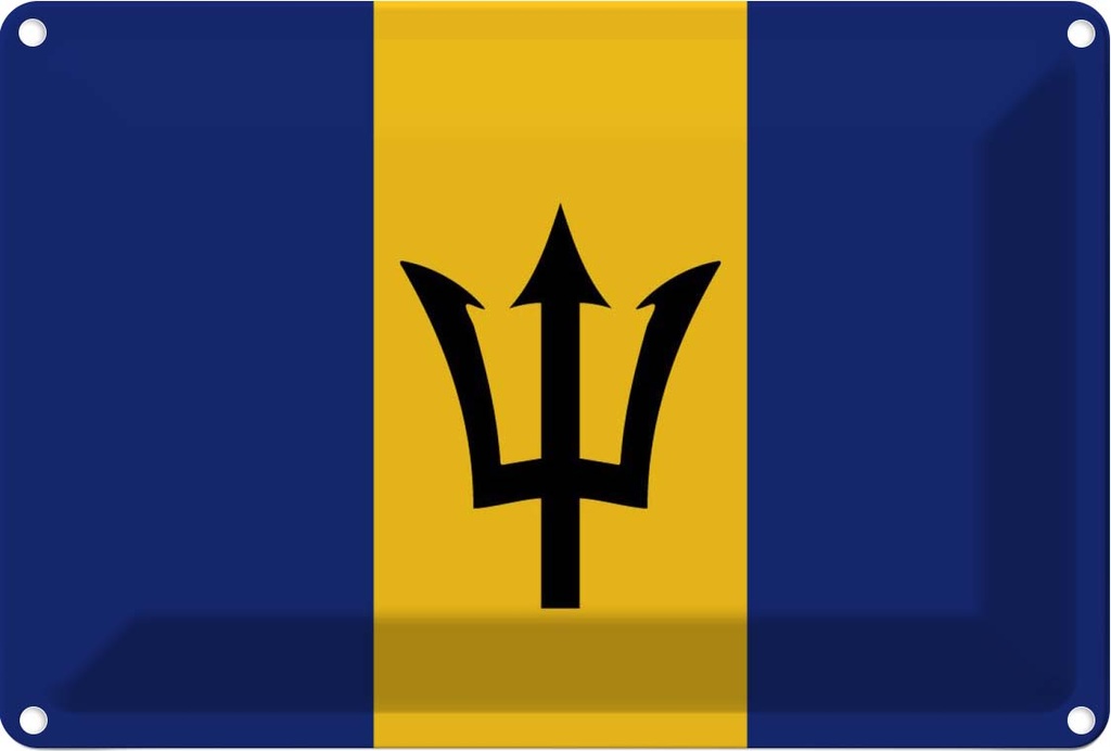 [LA-115295-1812] Blechschild 12x18 cm Barbados Flagge Fahne Wappen