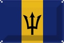 Blechschild 12x18 cm Barbados Flagge Fahne Wappen