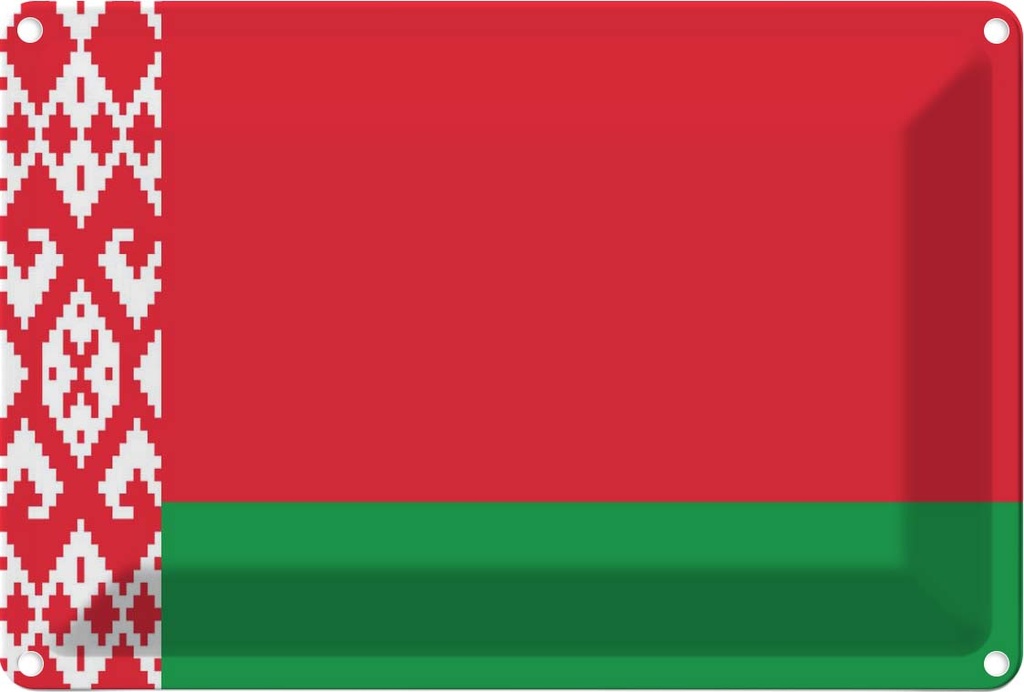 [LA-115296-1812] Blechschild 12x18 cm Weißrussland Belarus Flagge Fahne Wappen