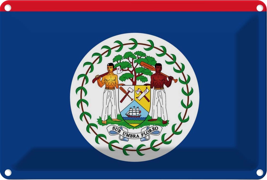 [LA-115298-1812] Blechschild 12x18 cm Belizes Belize Flagge Fahne Wappen
