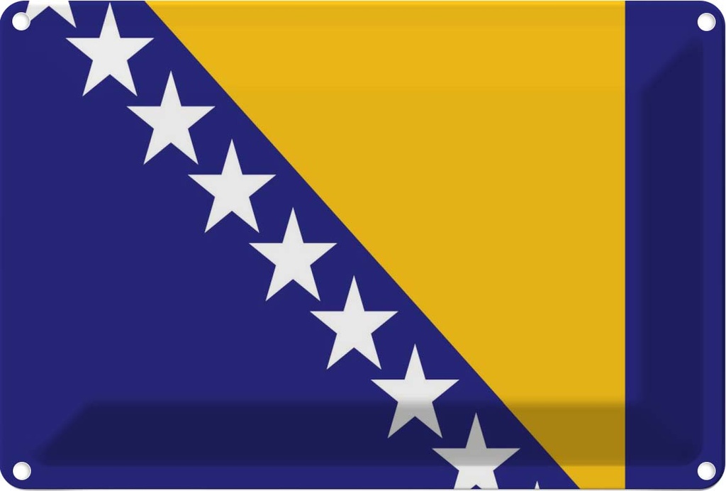 [LA-115303-1812] Blechschild 12x18 cm Bosnien und Herzegowina Flagge Fahne Wappen
