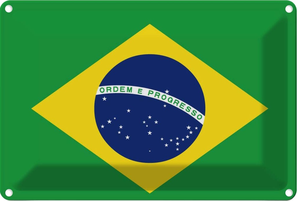 [LA-115305-1812] Blechschild 12x18 cm Brasiliens Brazil Flagge Fahne Wappen
