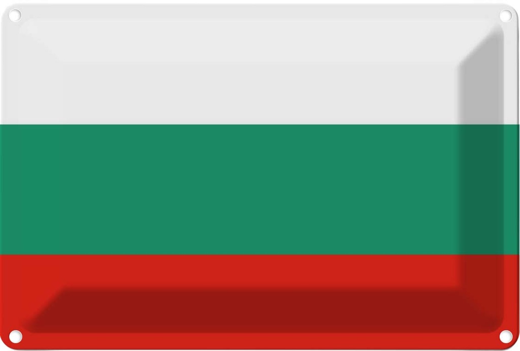 [LA-115308-1812] Blechschild 12x18 cm Bulgariens Bulgaria Flagge Fahne Wappen
