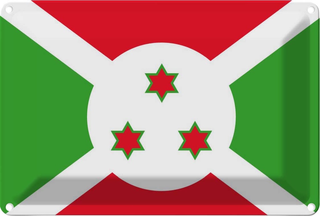 [LA-115310-1812] Blechschild 12x18 cm Burundis Burundi Flagge Fahne Wappen
