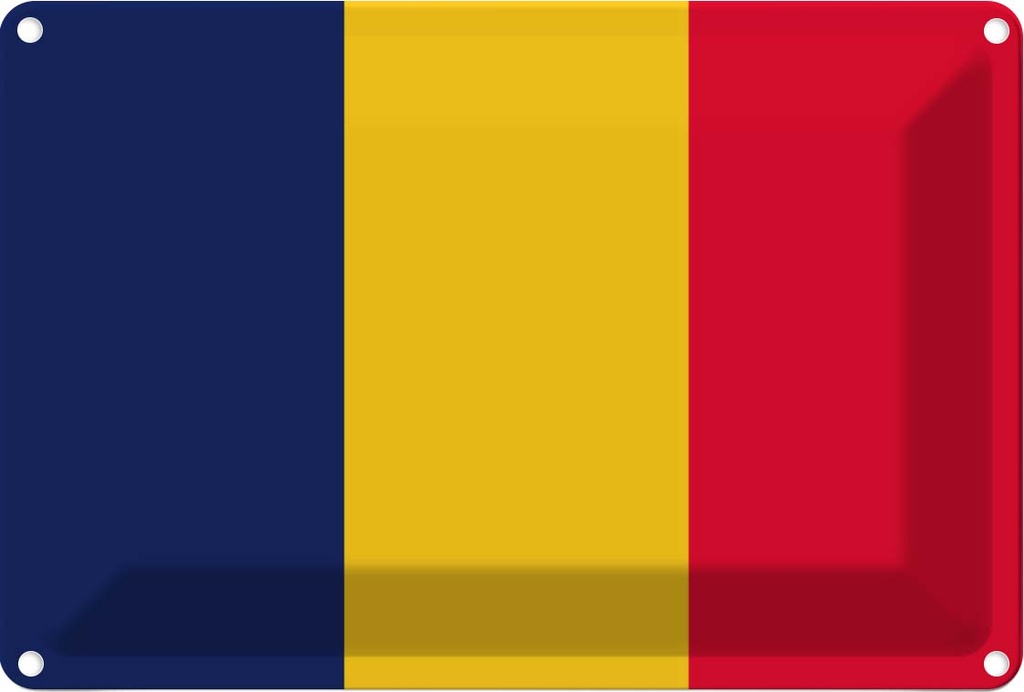 [LA-115317-1812] Blechschild 12x18 cm des Tschad Chad Flagge Fahne Wappen