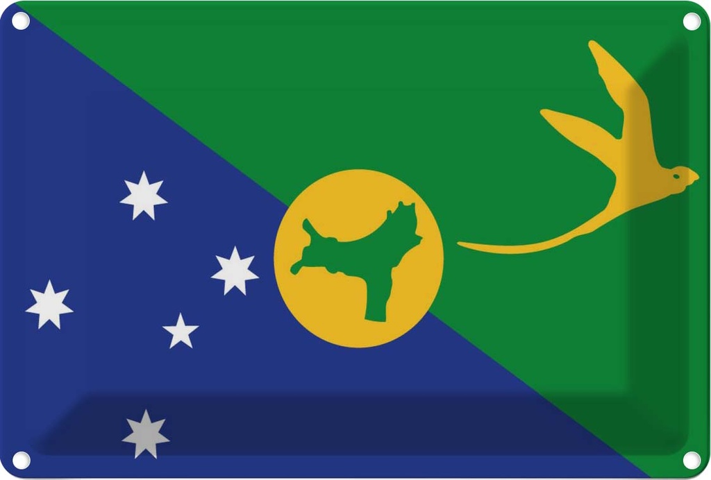 [LA-115320-1812] Blechschild 12x18 cm Weihnachtsinsel Christmas Island Flagge Fahne Wappen Weihnachten