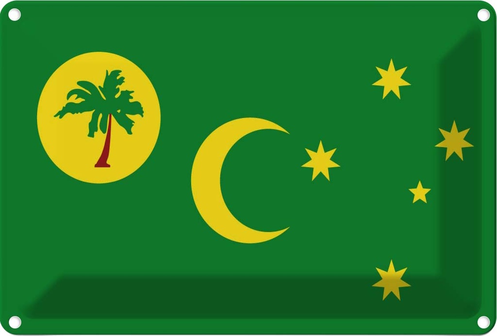 [LA-115321-1812] Blechschild 12x18 cm Kokosinseln Cocos Islands Flagge Fahne Wappen