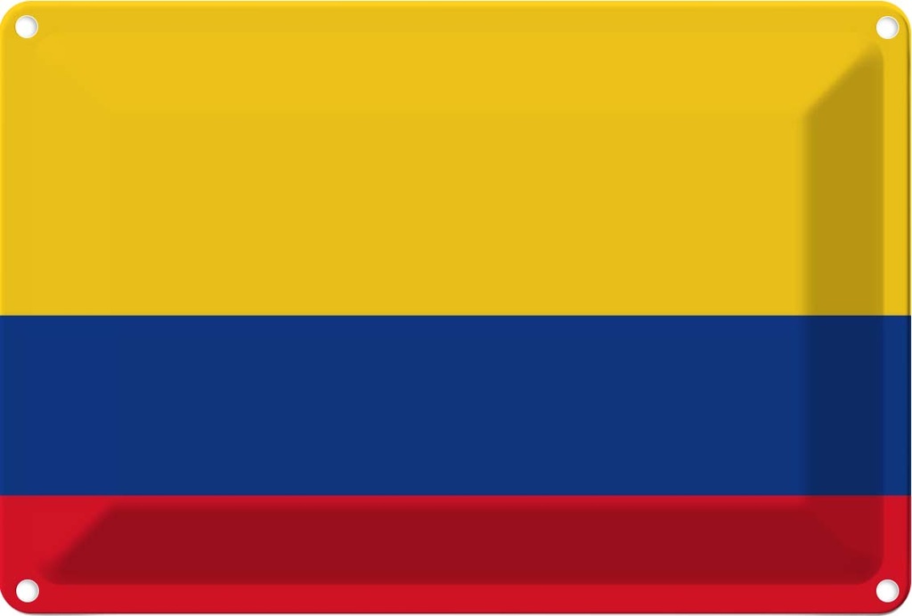 [LA-115322-1812] Blechschild 12x18 cm Kolumbiens Colombia Flagge Fahne Wappen