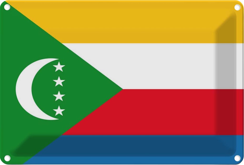 [LA-115323-1812] Blechschild 12x18 cm der Komoren the Comoros Flagge Fahne Wappen