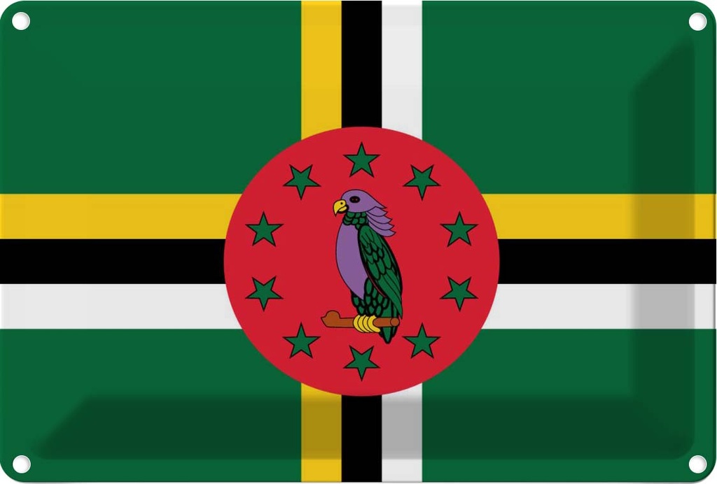 [LA-115334-1812] Blechschild 12x18 cm Dominicas Dominica Flagge Fahne Wappen