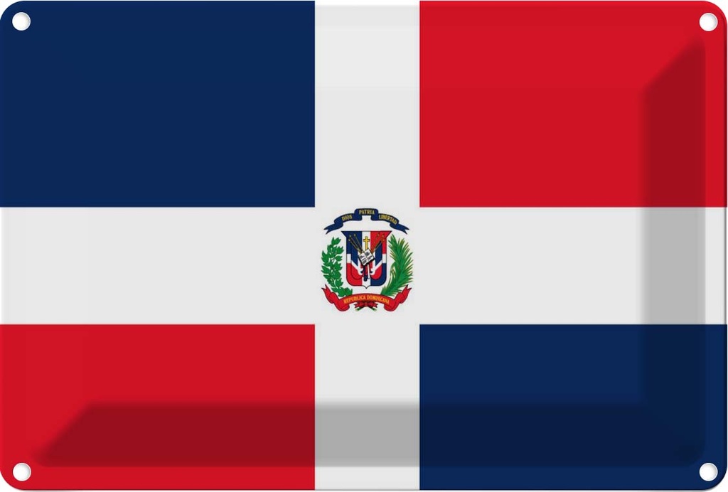 [LA-115335-1812] Blechschild 12x18 cm Dominikanische Republik Flagge Fahne Wappen