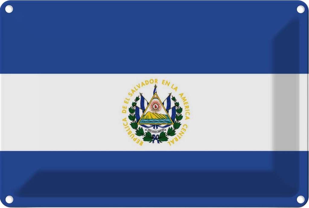 [LA-115339-1812] Blechschild 12x18 cm El Salvadors Salvador Flagge Fahne Wappen
