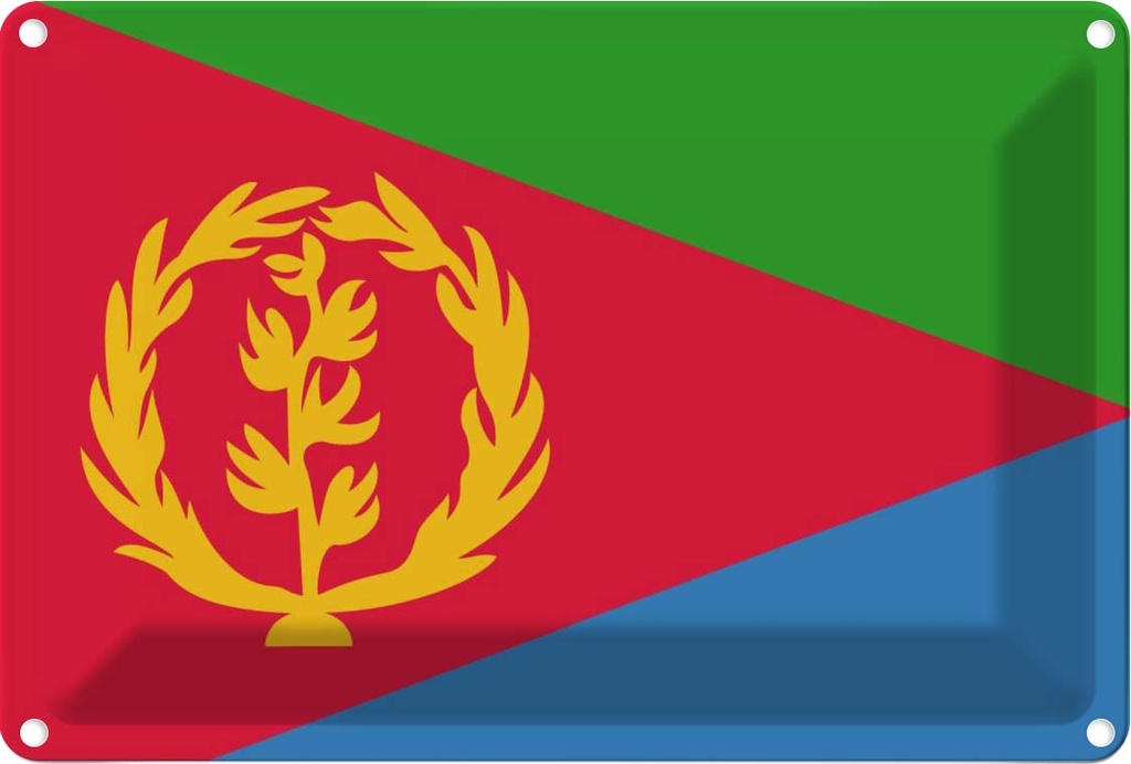 [LA-115342-1812] Blechschild 12x18 cm Eritreas Eritrea Flagge Fahne Wappen