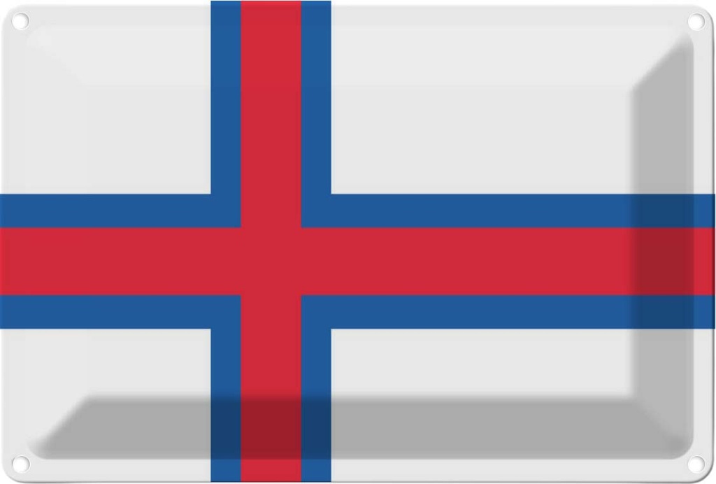 [LA-115346-1812] Blechschild 12x18 cm Färöer the Faroe Islands Flagge Fahne Wappen