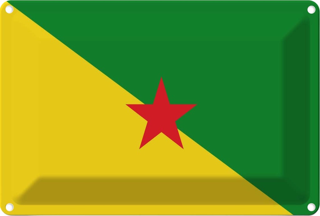 [LA-115350-1812] Blechschild 12x18 cm Französisch?Guayanas French Flagge Fahne Wappen