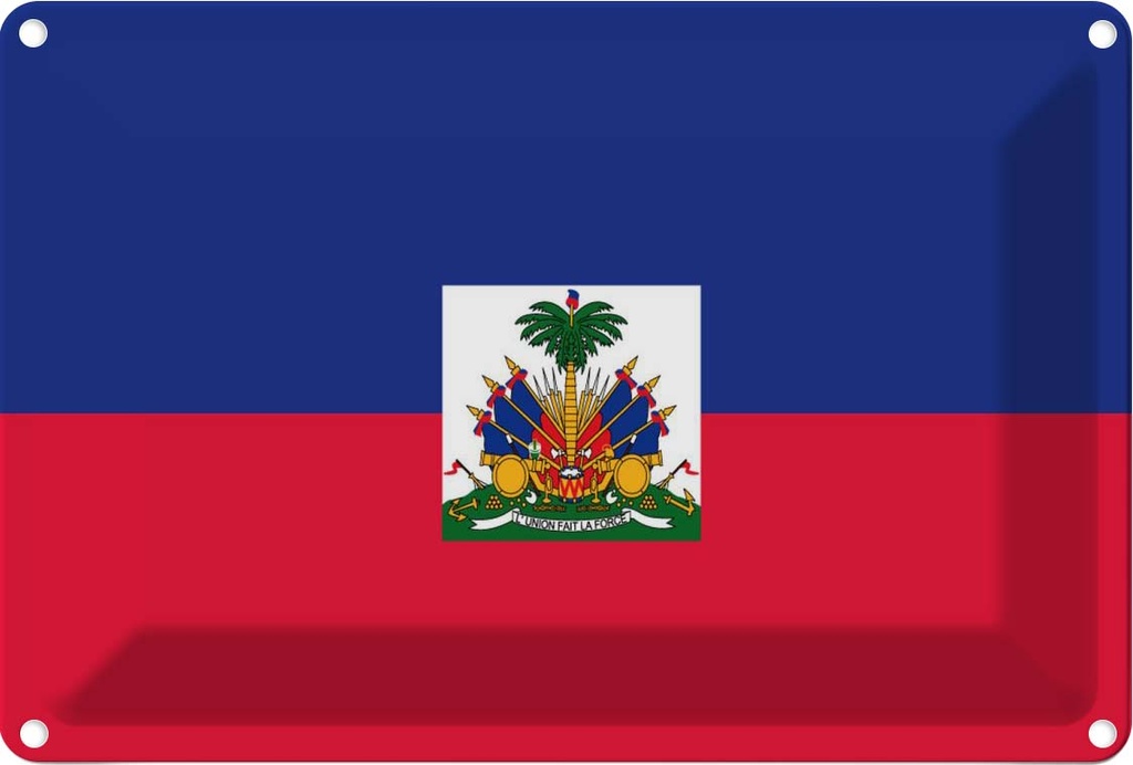 [LA-115366-1812] Blechschild 12x18 cm Haitis Haiti Flagge Fahne Wappen