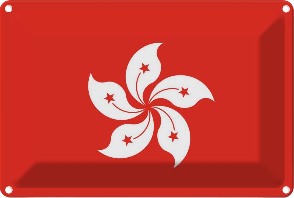 [LA-115369-1812] Blechschild 12x18 cm Hongkongs Hong Kong Flagge Fahne Wappen