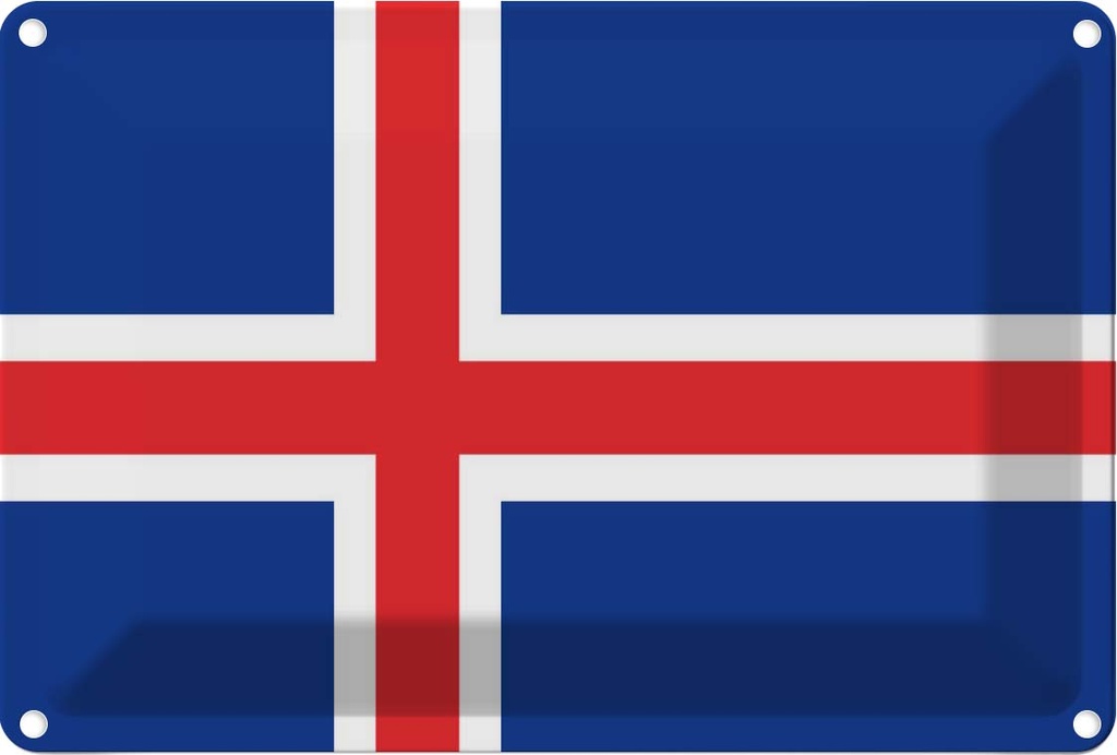 [LA-115371-1812] Blechschild 12x18 cm Islands Iceland Flagge Fahne Wappen