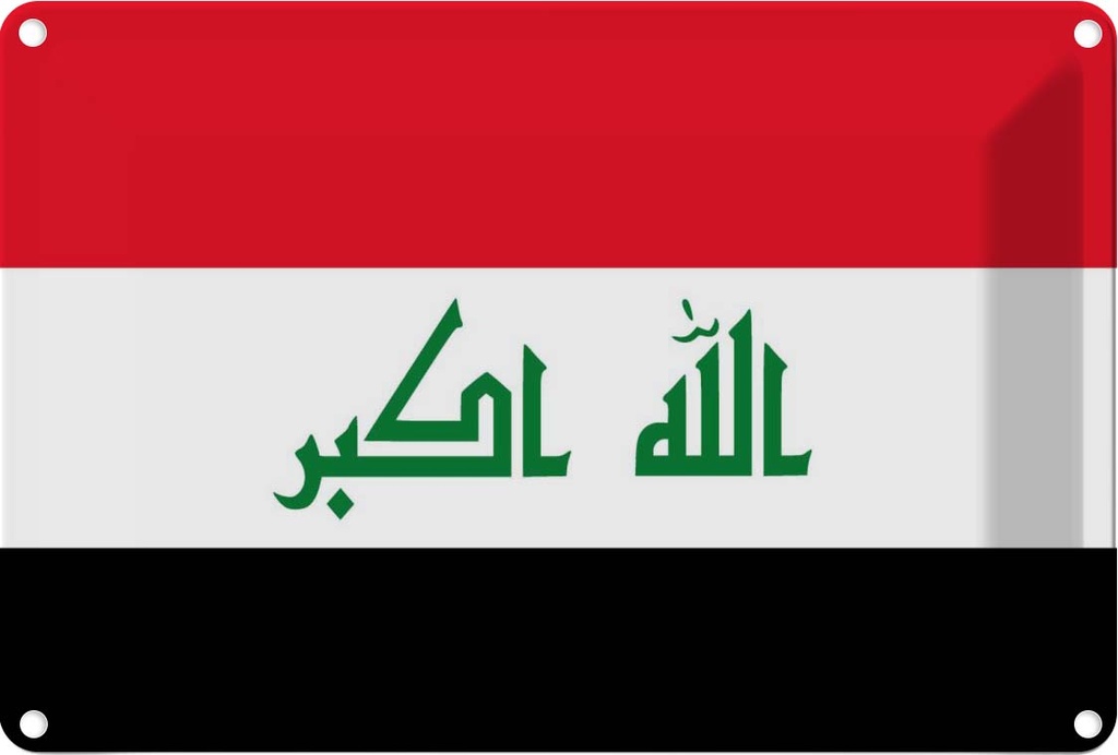 [LA-115374-1812] Blechschild 12x18 cm Irak Iraq Flagge Fahne Wappen