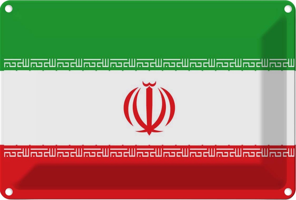 [LA-115375-1812] Blechschild 12x18 cm Iran Flagge Fahne Wappen