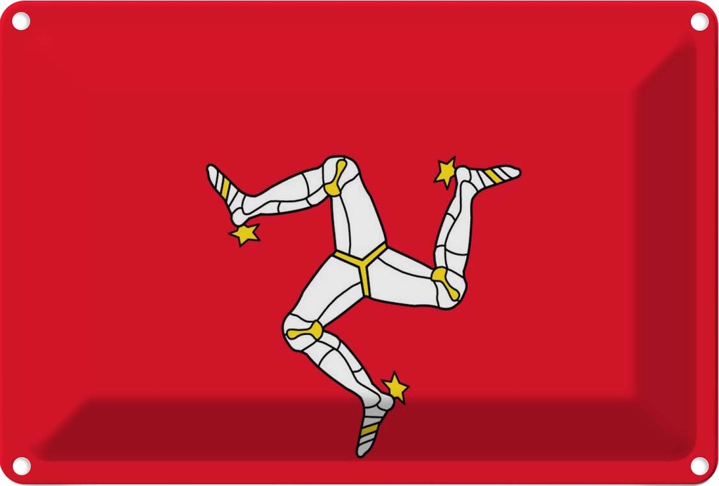 [LA-115377-1812] Blechschild 12x18 cm Isle of Man Flagge Fahne Wappen