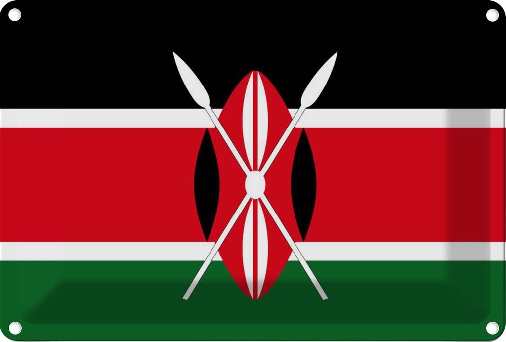 [LA-115384-1812] Blechschild 12x18 cm Kenias Kenya Flagge Fahne Wappen