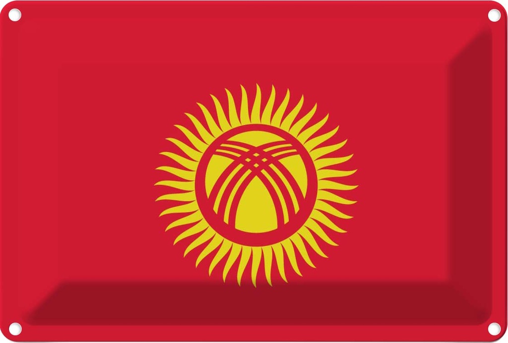 [LA-115388-1812] Blechschild 12x18 cm Kirgisistans Kyrgyzstan Flagge Fahne Wappen