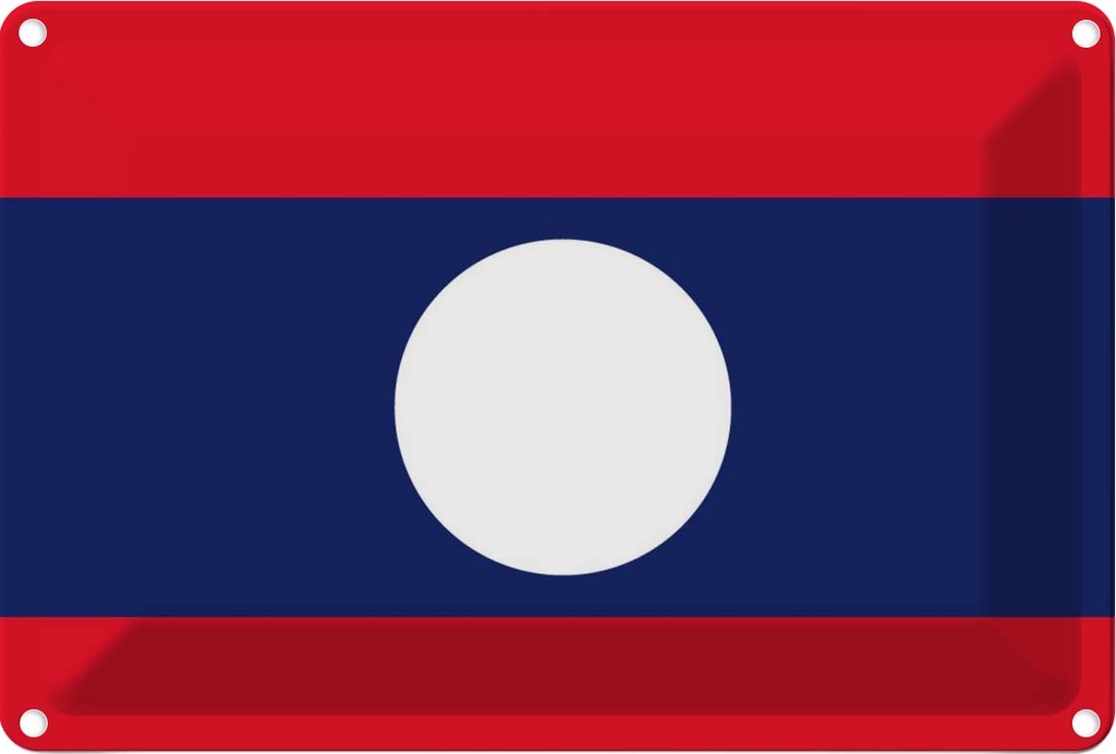 [LA-115389-1812] Blechschild 12x18 cm Laos Flagge Fahne Wappen