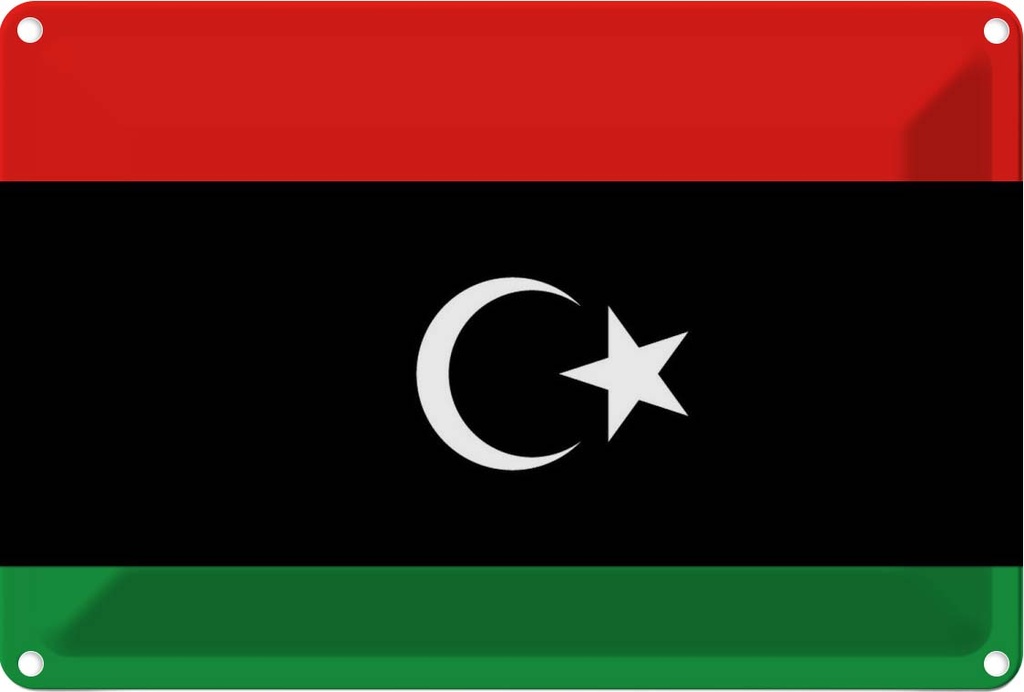[LA-115394-1812] Blechschild 12x18 cm Libyens Libya Flagge Fahne Wappen