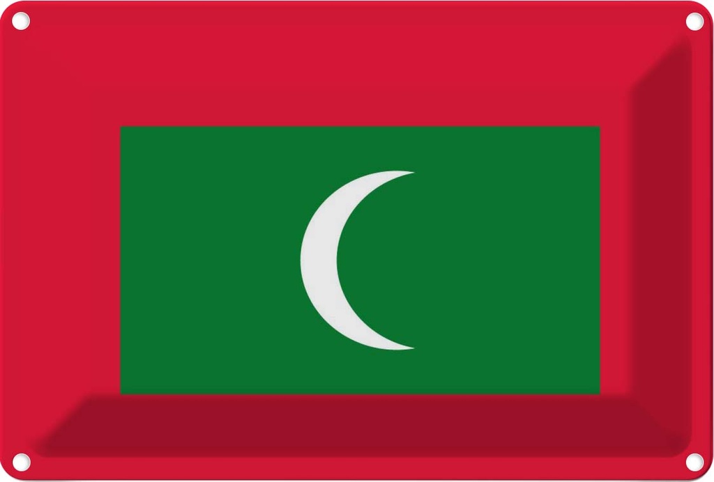 [LA-115403-1812] Blechschild 12x18 cm Malediven the Maldives Flagge Fahne Wappen