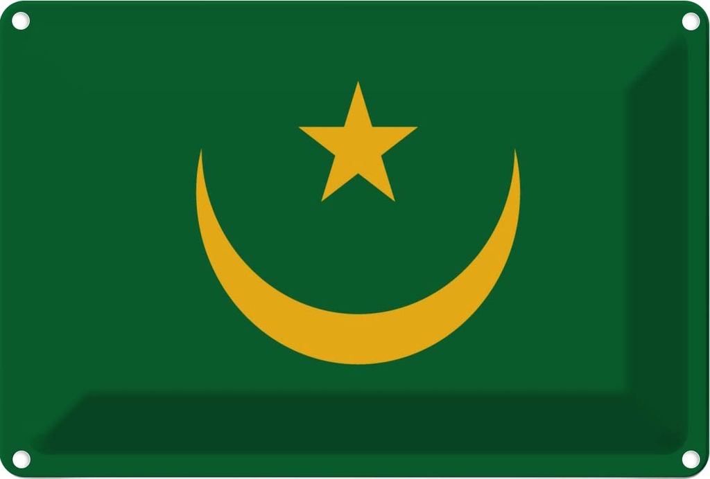 [LA-115407-1812] Blechschild 12x18 cm Mauretaniens Mauritania Flagge Fahne Wappen